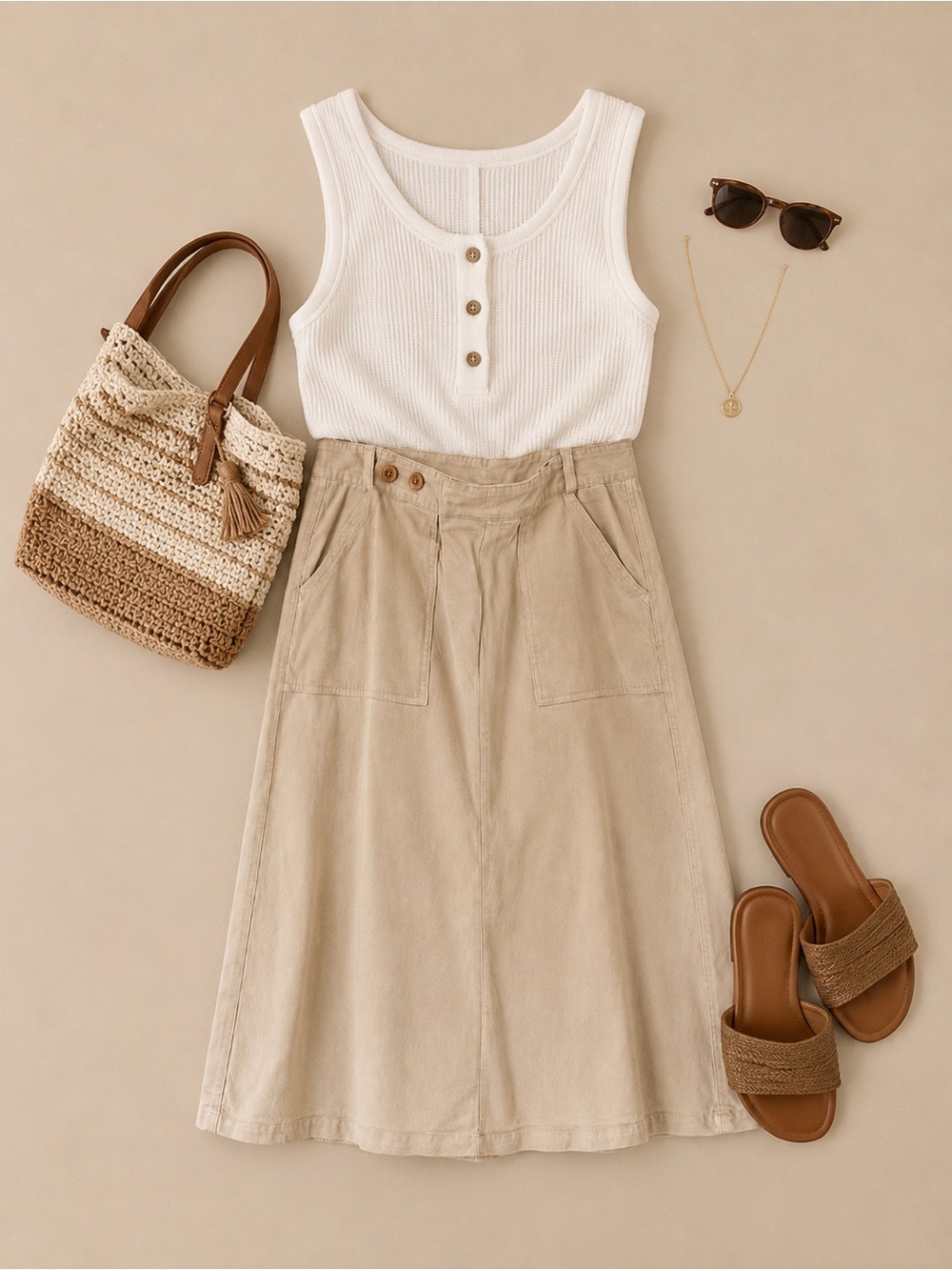 Pilcro Anthropologie Cream Denim Utility Midi Skirt Tie Waist Size 14